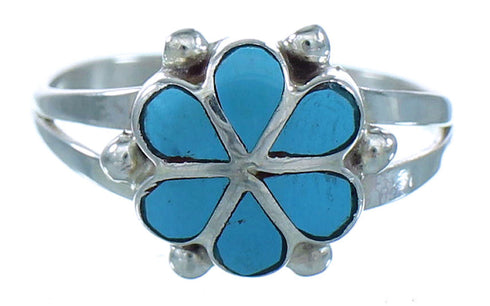Zuni Sterling Silver Turquoise Flower Ring